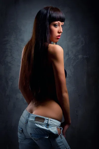 Mulher de jeans — Fotografia de Stock