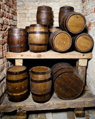 Old wine cellar with tuns clipart