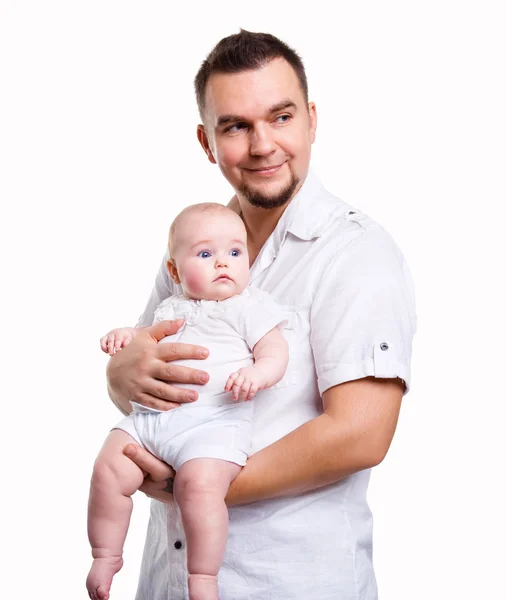 Padre sosteniendo pequeño lindo bebé — Foto de Stock