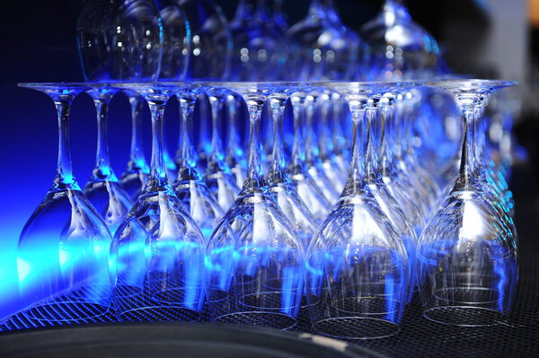 Rows of champagne glasses
