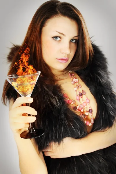 Flaming drink — Stock Photo, Image