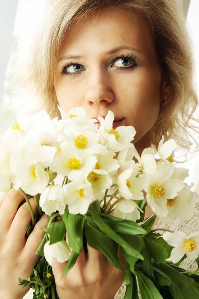 Woman with a bunch — Stock Photo, Image
