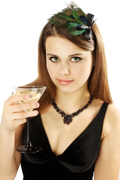 Kadın martini tutar - Stok İmaj