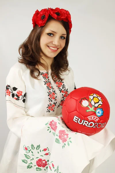 Ukrainian holds ball — Stock Photo, Image
