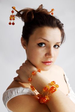 Amber bracelet and the hairpin clipart