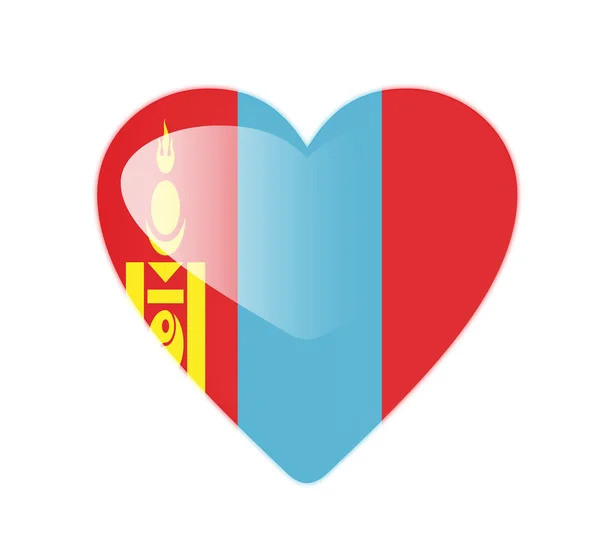 Bandera en forma de corazón 3D Mongolia —  Fotos de Stock