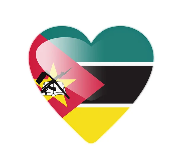 Mosambik 3d vlajka ve tvaru srdce — Stock fotografie