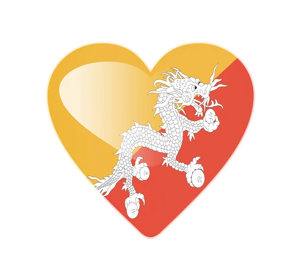 Bhutan 3d kalp şeklinde bayrağı — Stok fotoğraf