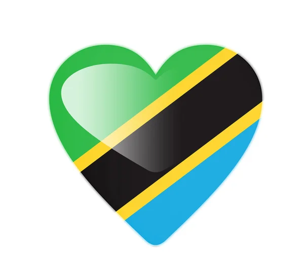 Tanzanie 3d vlajka ve tvaru srdce — Stock fotografie