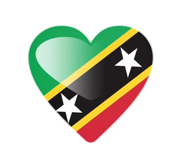 Saint Kitts und Nevis 3d herzförmige Fahne — Stockfoto