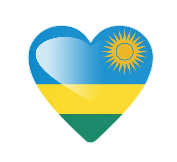 Drapeau Rwanda 3D en forme de coeur — Photo