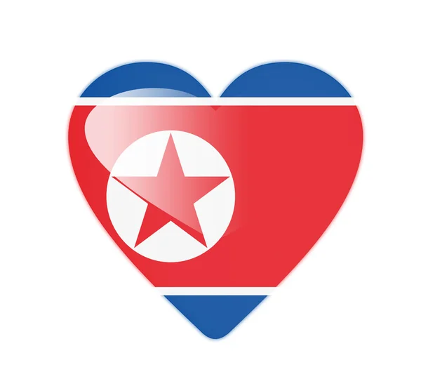 Nordkorea 3d herzförmige Flagge — Stockfoto