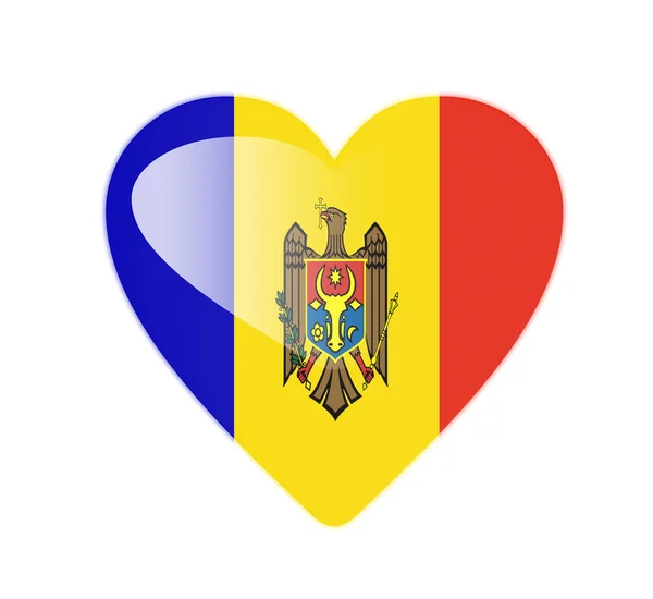 3d flaga Mołdawii w kształcie serca — Zdjęcie stockowe
