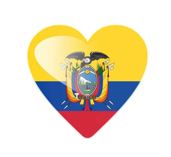 Ecuador 3d hartvormige vlag — Stockfoto
