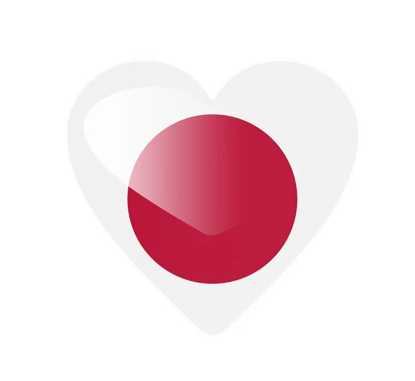 Japão bandeira em forma de coração 3D — Fotografia de Stock