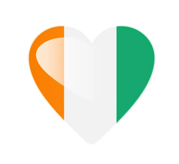 Costa de Marfil 3D bandera en forma de corazón —  Fotos de Stock