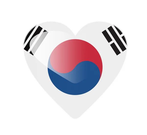 Südkorea 3d herzförmige Flagge — Stockfoto