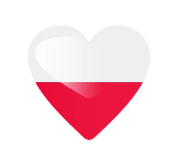 3d Polska flaga w kształcie serca — Zdjęcie stockowe