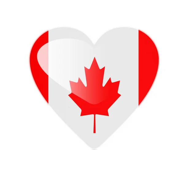 Canadá 3D bandeira em forma de coração — Fotografia de Stock