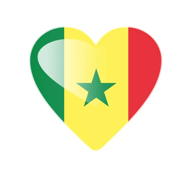 Sénégal drapeau en forme de coeur 3D — Photo