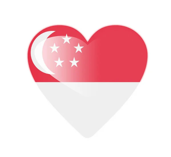 Singapur 3d vlajka ve tvaru srdce — Stock fotografie