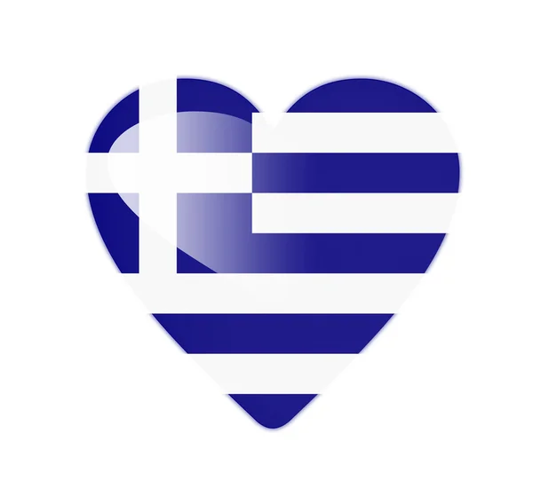 Bendera berbentuk hati 3D Yunani — Stok Foto