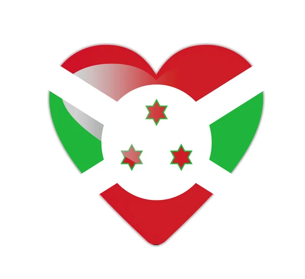 Burundi 3d vlajka ve tvaru srdce — Stock fotografie