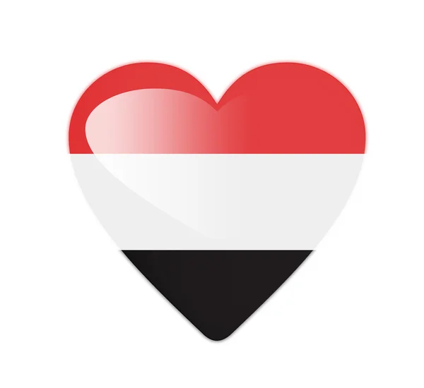 Jemen 3d vlajka ve tvaru srdce — Stock fotografie