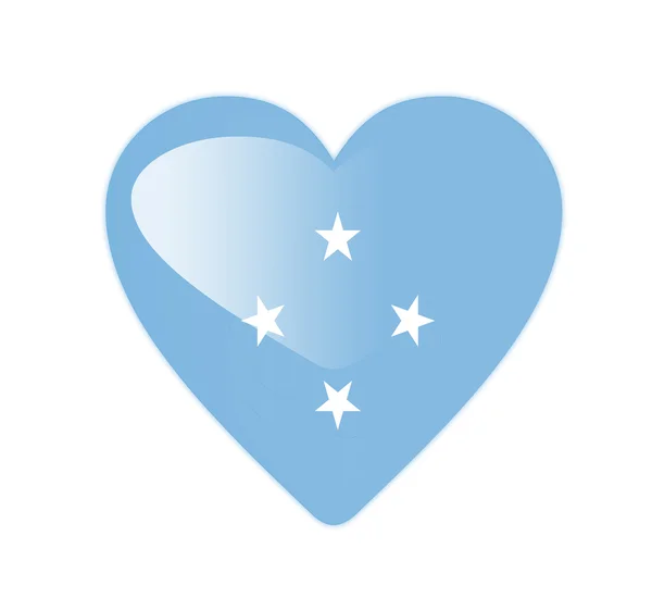 3d flaga Mikronezji w kształcie serca — Zdjęcie stockowe