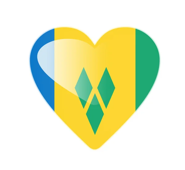 Saint vincent och Grenadinerna 3d hjärtformade flagga — Stockfoto