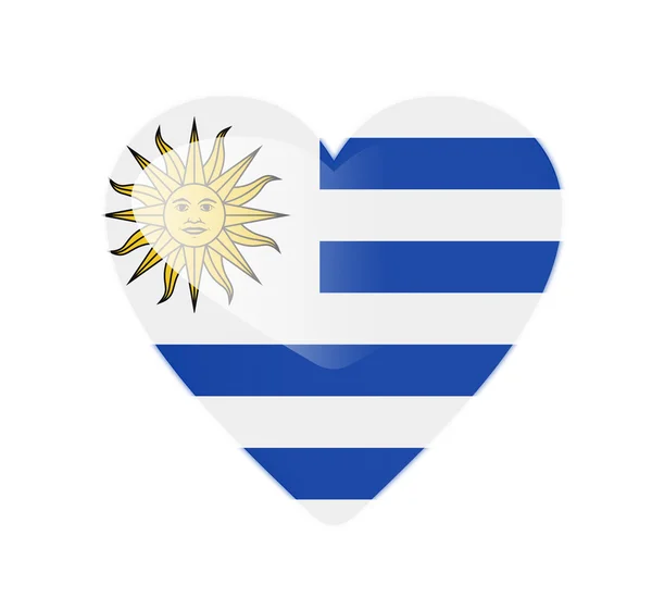 3d flaga Urugwaju w kształcie serca — Zdjęcie stockowe