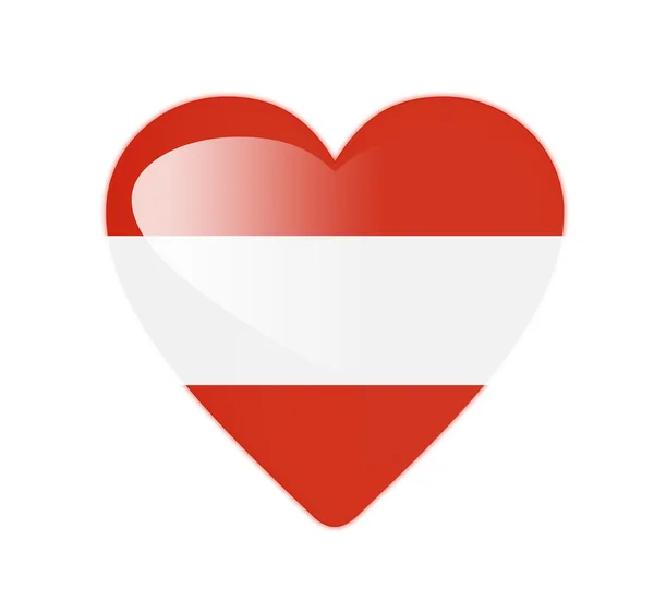 Αυστρία 3d σημαία σε σχήμα καρδιάς — Φωτογραφία Αρχείου