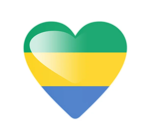 Gabon 3d hjärtformade flagga — Stockfoto
