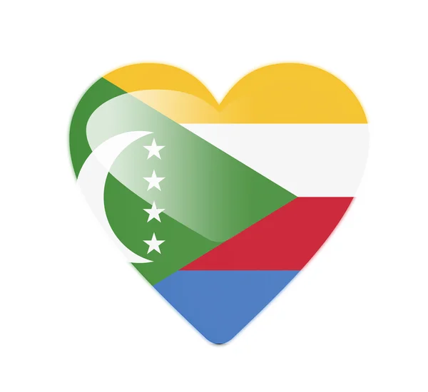 Komorská vlajka 3d ve tvaru srdce — Stock fotografie