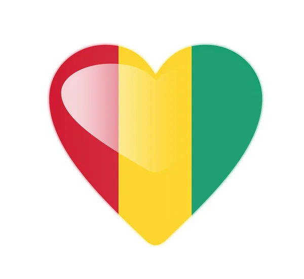 Guinea 3d vlajka ve tvaru srdce — Stock fotografie