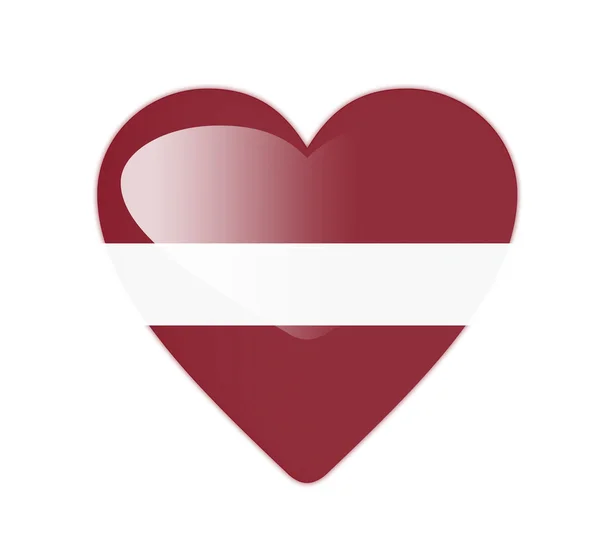 Letland 3d hartvormige vlag — Stockfoto