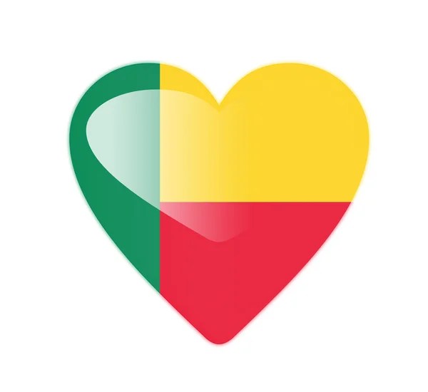 Bandera en forma de corazón 3D Benin —  Fotos de Stock