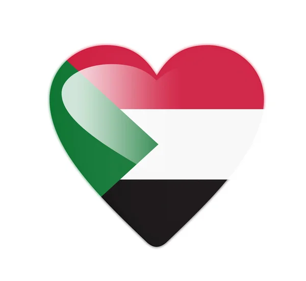 Sudan 3d herzförmige Fahne — Stockfoto