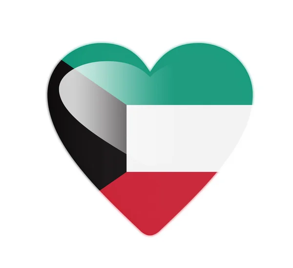 Kuvajt 3d vlajka ve tvaru srdce — Stock fotografie
