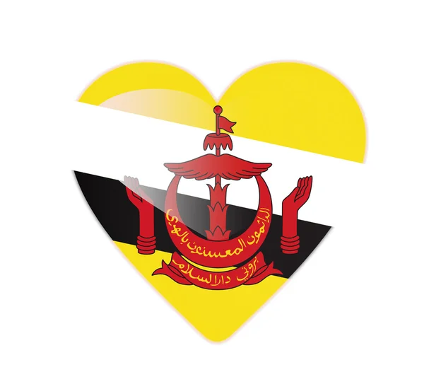 3d σχήμα καρδιάς σημαία του Μπρουνέι — Φωτογραφία Αρχείου