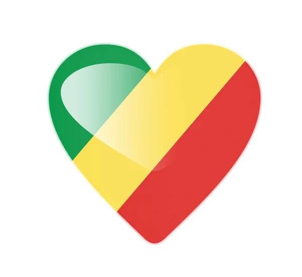 Republika Kongo 3d vlajky ve tvaru srdce — Stock fotografie