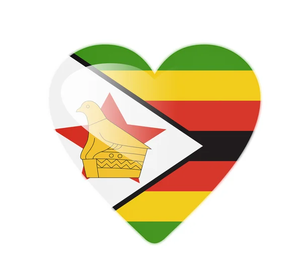 3d flaga Zimbabwe w kształcie serca — Zdjęcie stockowe