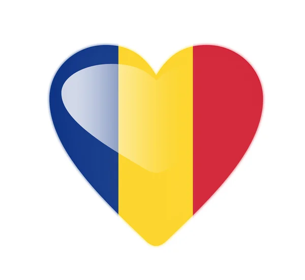 3d flaga Rumunii w kształcie serca — Zdjęcie stockowe