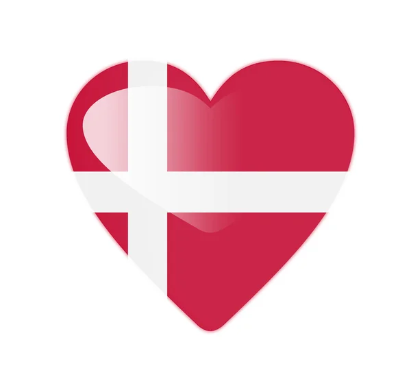 Δανία 3d σημαία σε σχήμα καρδιάς — Φωτογραφία Αρχείου