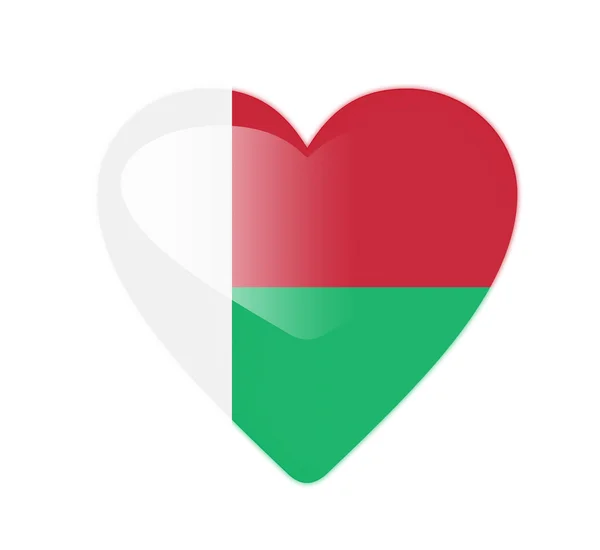 Madagaskar 3d vlajka ve tvaru srdce — Stock fotografie