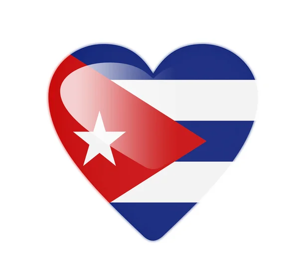 Kuba 3d vlajka ve tvaru srdce — Stock fotografie