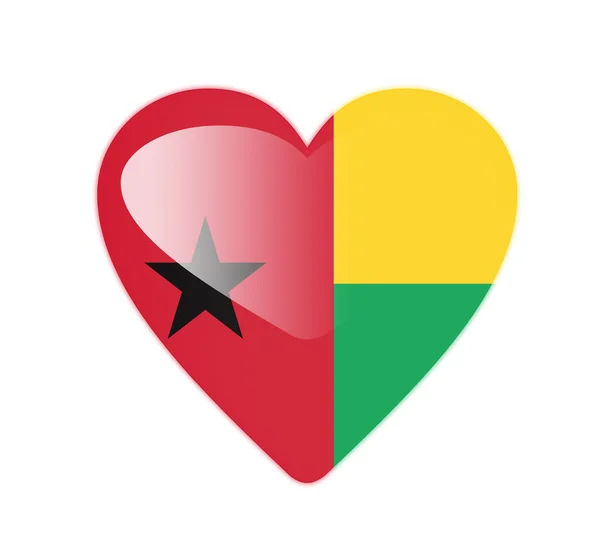 3d flaga Gwinei Bissau w kształcie serca — Zdjęcie stockowe