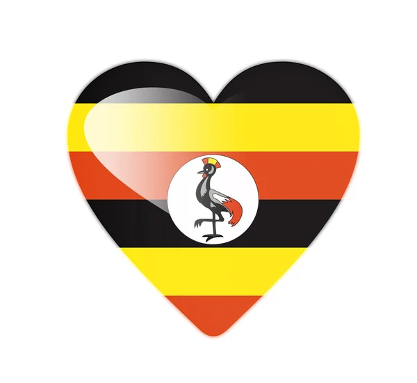 乌干达 3d 心形国旗 — 图库照片