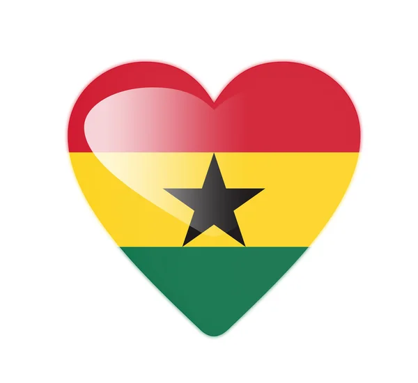 Bandeira em forma de coração Gana 3D — Fotografia de Stock