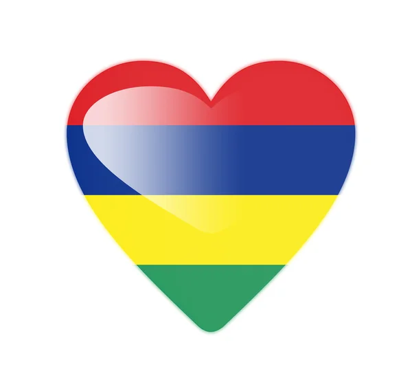 Mauricius 3d vlajka ve tvaru srdce — Stock fotografie